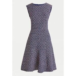 J. Crew Navy Blue Tweed A-Line Sleeveless Dress Size 4 Tall